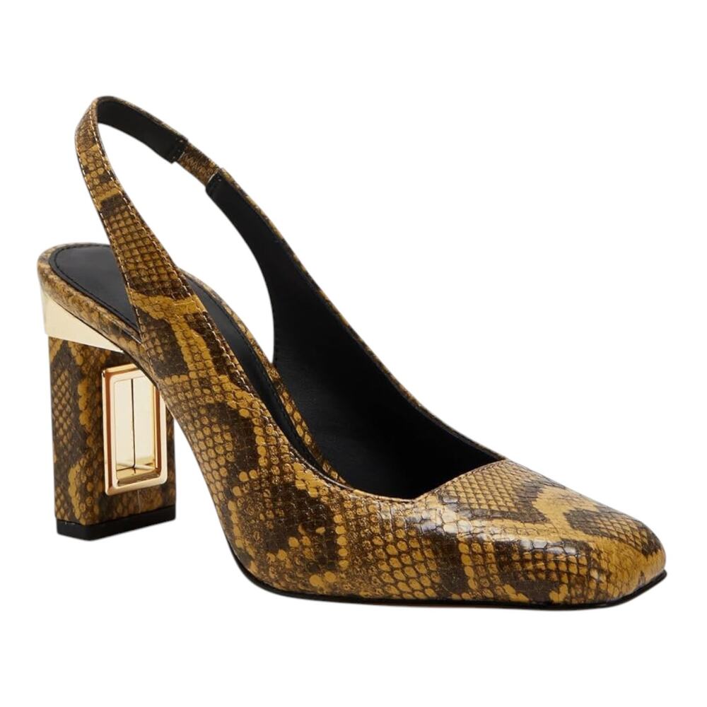 Katy Perry Women's The Hollow Heel Slingback Pump Mustard Snake Size 5 1/2